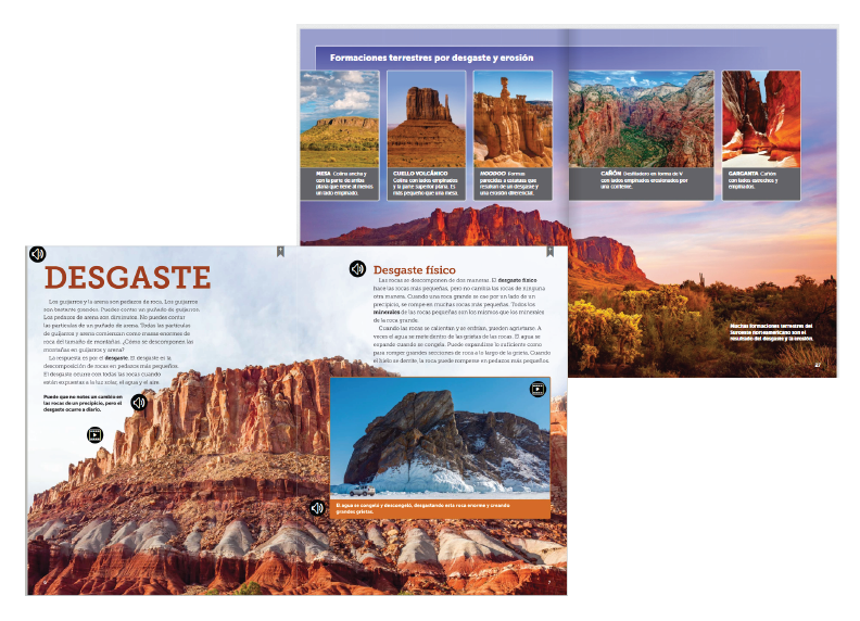 two examples of two page spreads found in the Spanish version of the Foss Pathways product